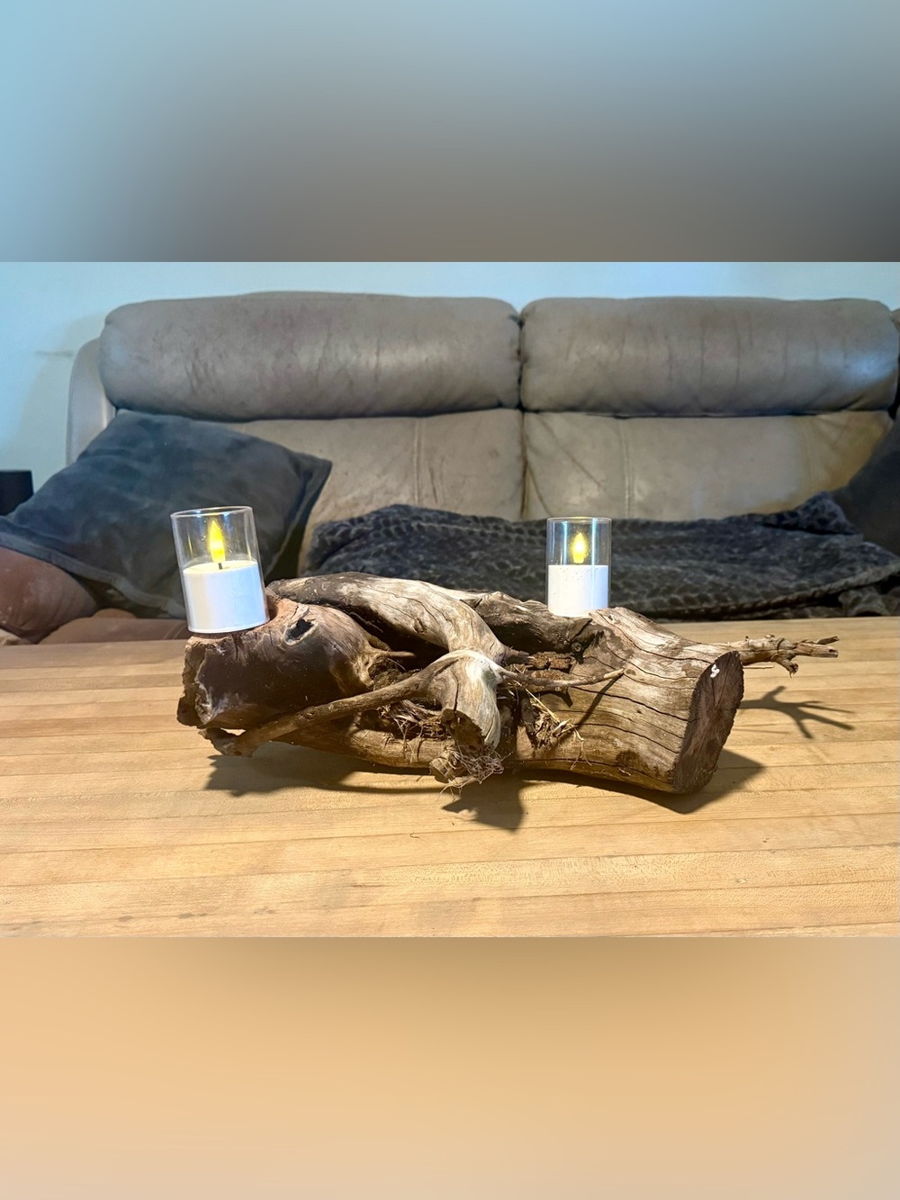 Handcrafted Natural Ocean Driftwood by my Husband- LED Candle 🕯️ Centerpiece - Picture 2 of 6